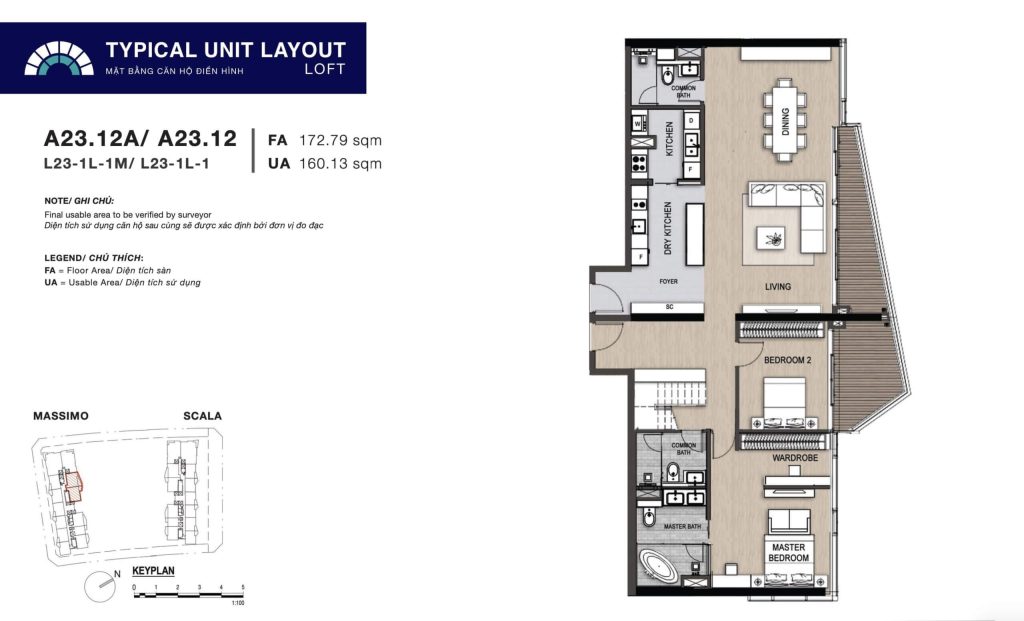 Mặt bằng căn hô Loft Opera Residence | Massimo